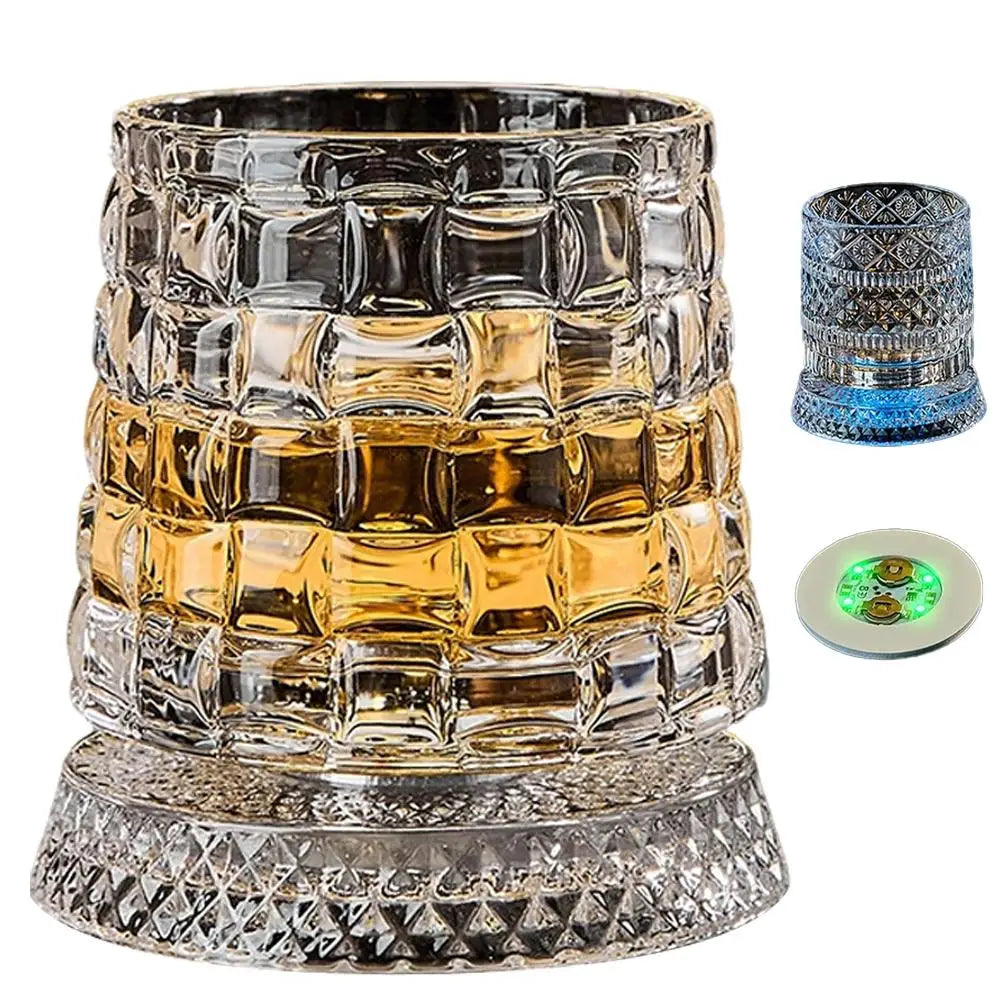Luminous LED Whiskey Glass with Rotating Display