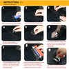 Instructions for repairing a windshield crack using a kit with nano resin and cured film.