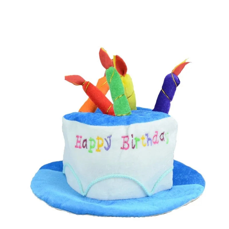 Novelty Birthday Cake Hat with Candle Accent