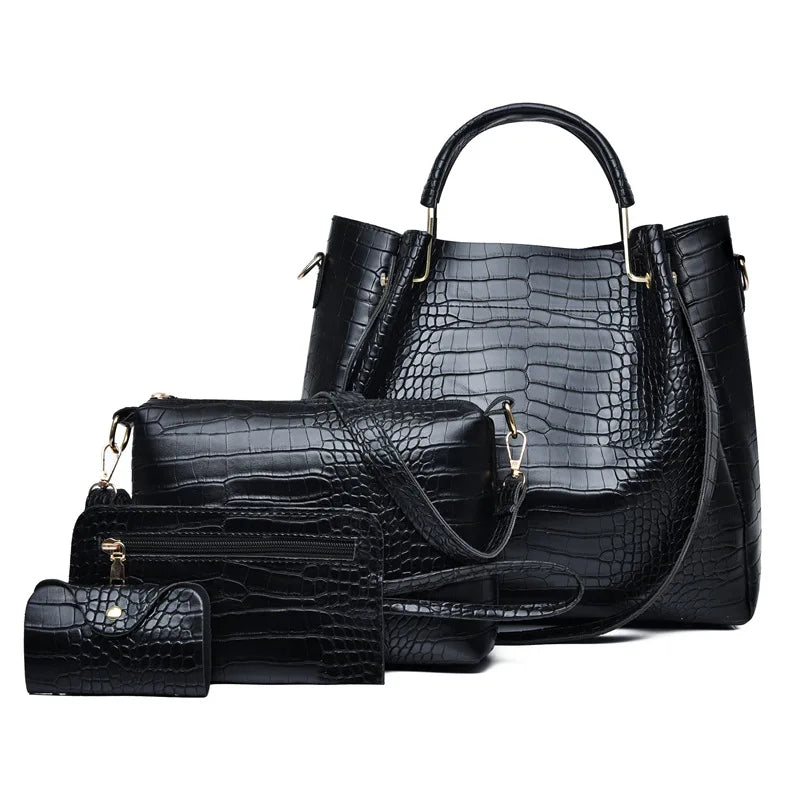 Handtaschen-Set aus Krokodil-Struktur PU-Leder