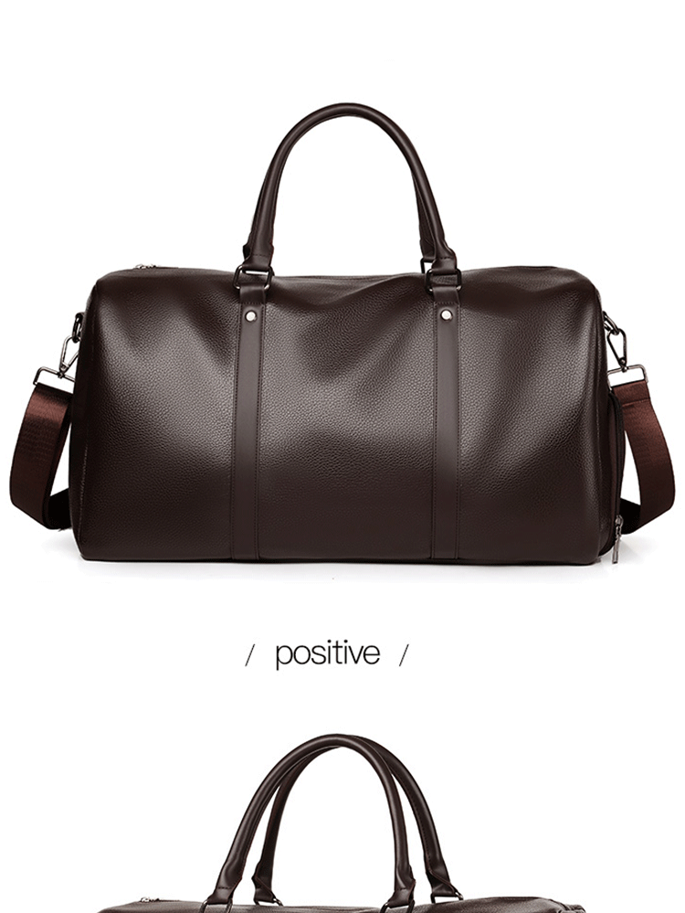 Retro PU Leather Weekender Duffel Bag with Adjustable Shoulder Strap