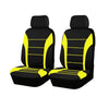 A black memory foam seat cushion with yellow accents shown in a side view.