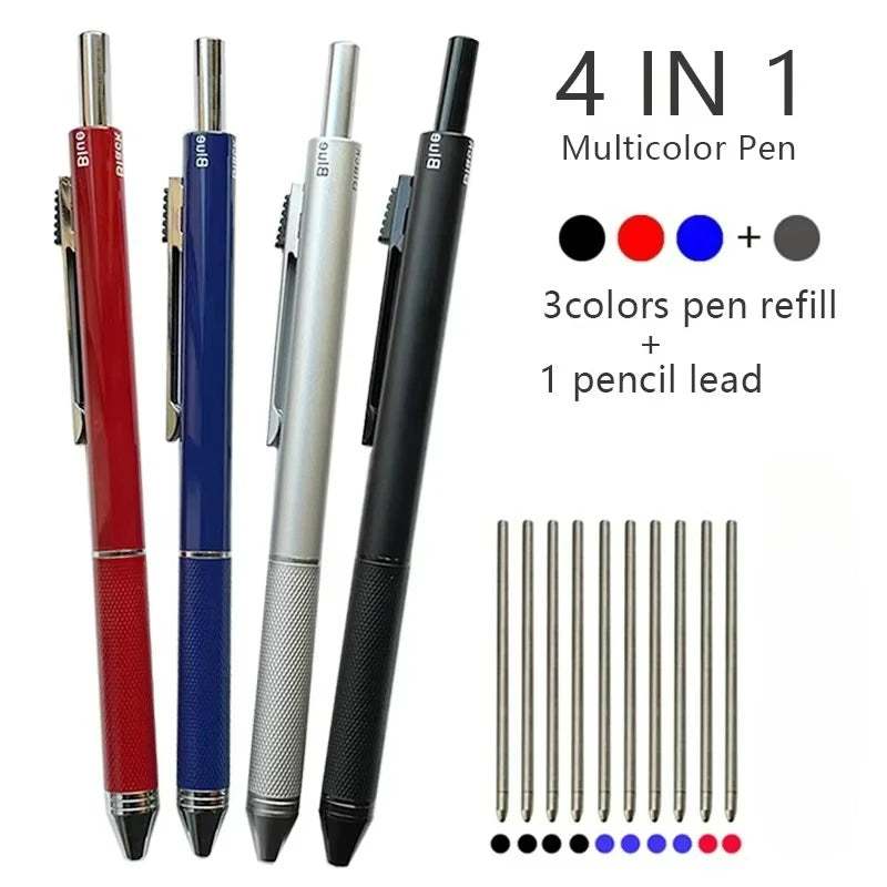 4-in-1 Gravity-Switch Metal Pen with Ballpoint and Mechanical Pencil