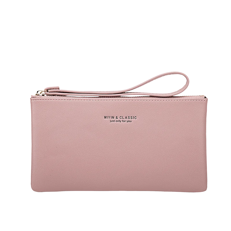 Slim PU Leather Zip-Around Wallet with Card and Phone Pockets