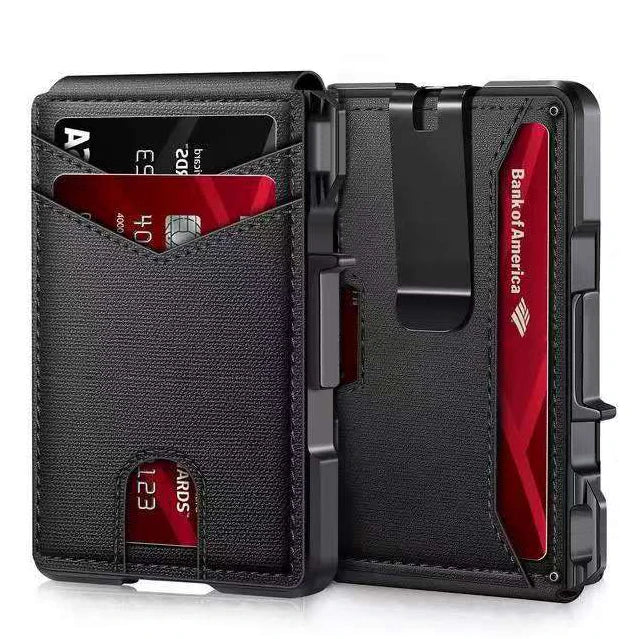 Slim RFID-Blocking Metal Wallet with Money Clip