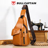Men's Genuine Leather Sling Backpack with USB Charging Port