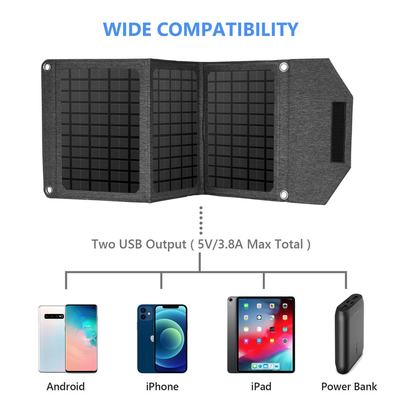 Foldable Solar Power Bank with Dual USB Ports