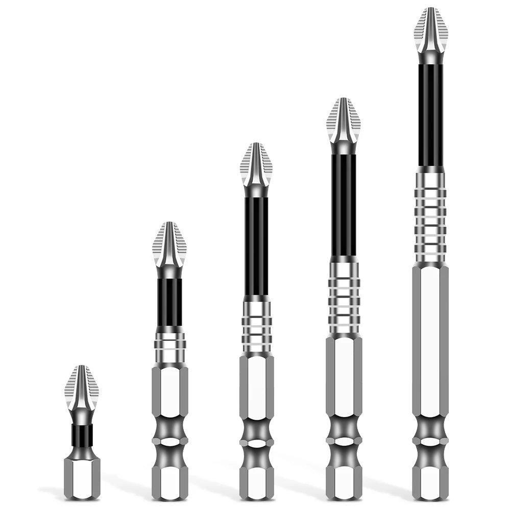 Magnetic Cross Head Screwdriver Bit Set (S2 Steel, Anti-Slip)