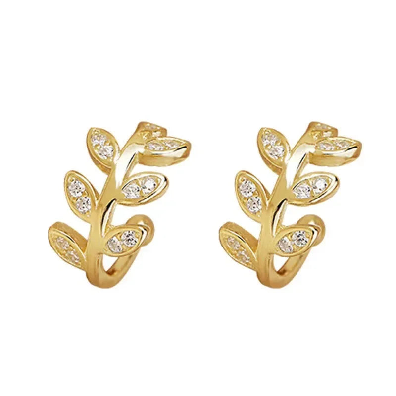 Puces d'Oreille en Argent Sterling à Forme de Feuille