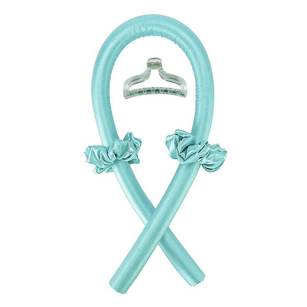 Diadema anti-calor de seda azul claro con detalle de lazo
