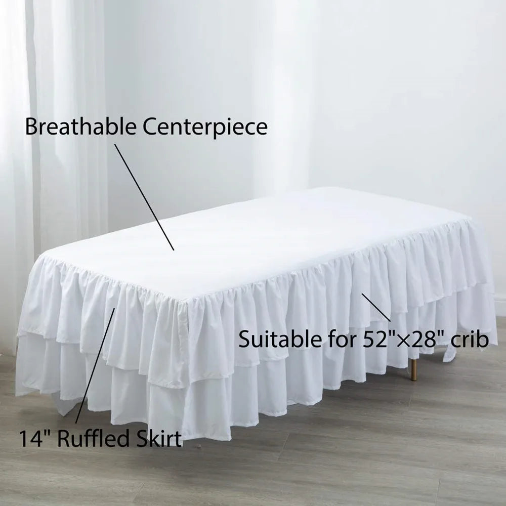 Two-Layer Ruffled Crib Bed Skirt for Standard and Toddler Beds