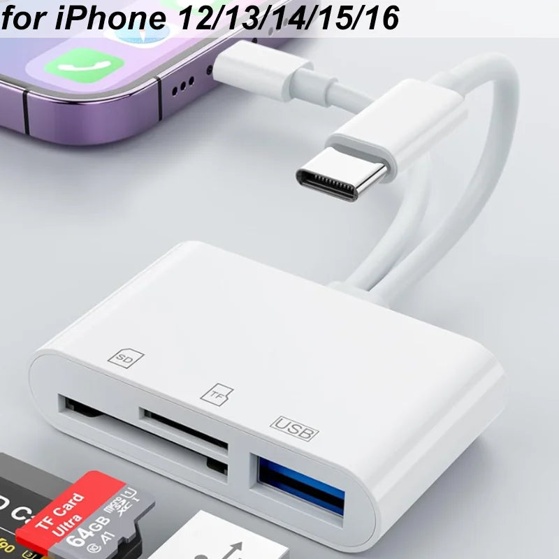 5-in-1 USB-C SD Card Reader with Charging Port
