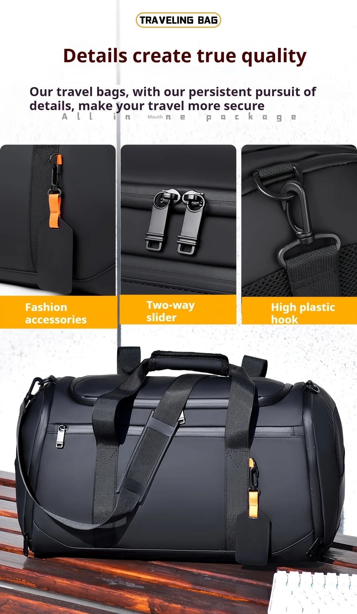 Large Capacity Travel Duffel Bag for Men — Spacious Gym & Weekend Overnight Bag