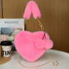 Faux Fur Heart Purse with Chain Strap