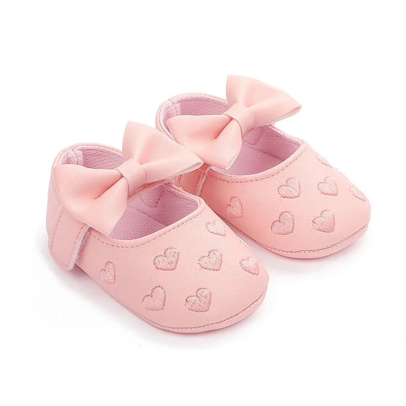 Classic Bow Baby Girl First Walker Shoes with Anti-Slip Sole