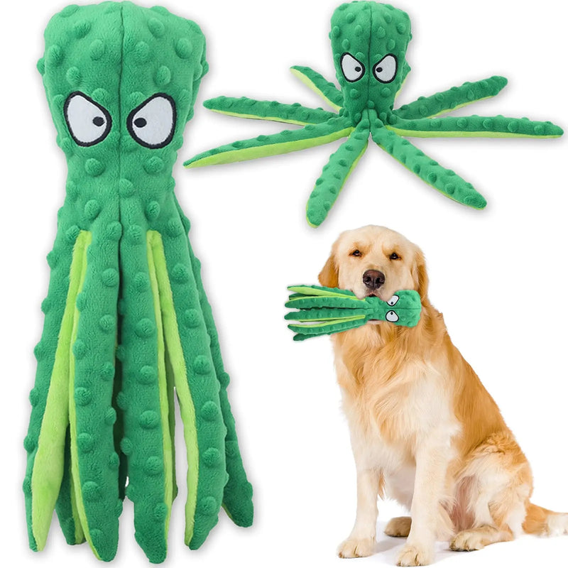 Jouet pour chien en forme de pieuvre qui grince, avec papier froissé