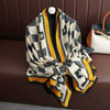 Large Color-Block Cotton-Linen Feel Scarf & Shawl