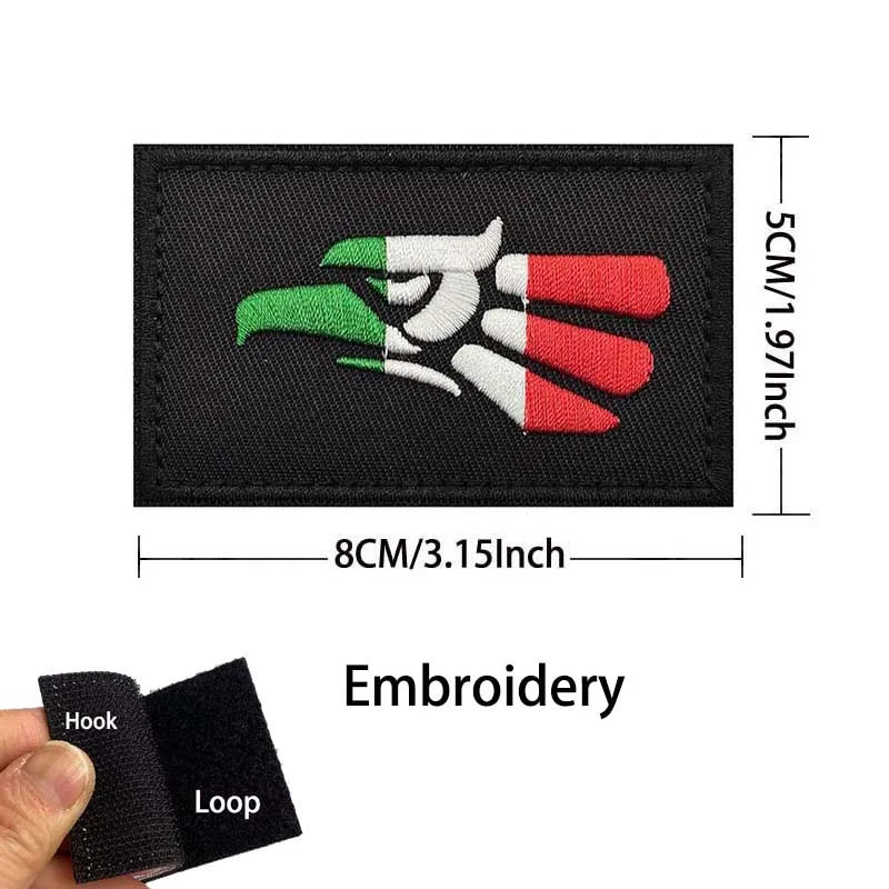 Mexico Flag Eagle 3D Embroidery Patch with Hook-and-Loop Backing