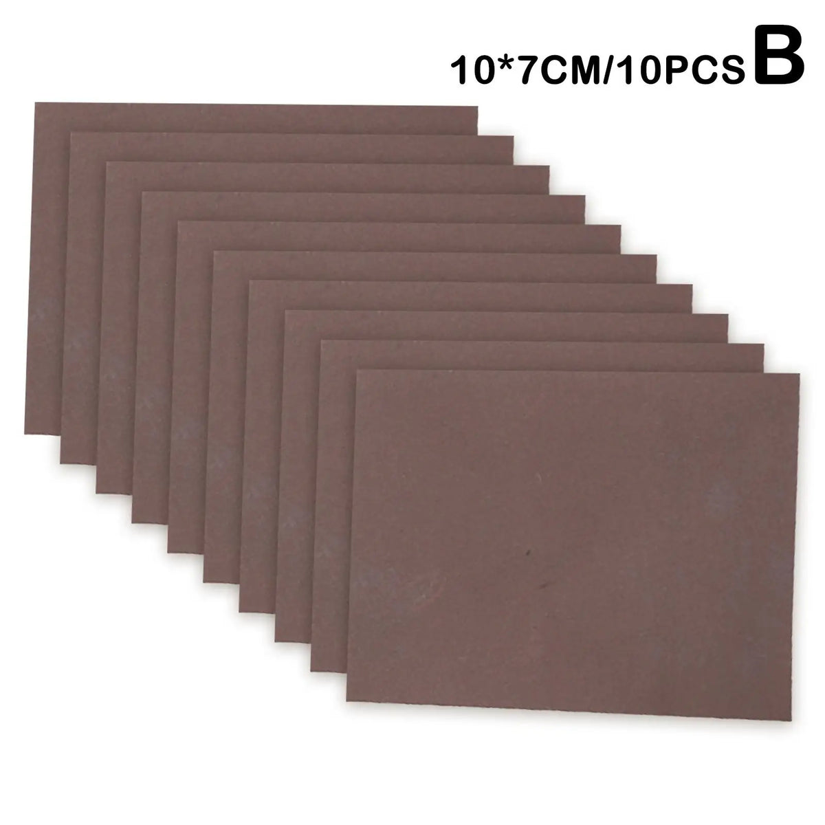 A stack of ten sheets of brown chemical smoke magic paper, labeled B, arranged in a fan shape.