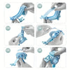 Six steps showing how to put on an anti-lost wrist link strap for toddlers