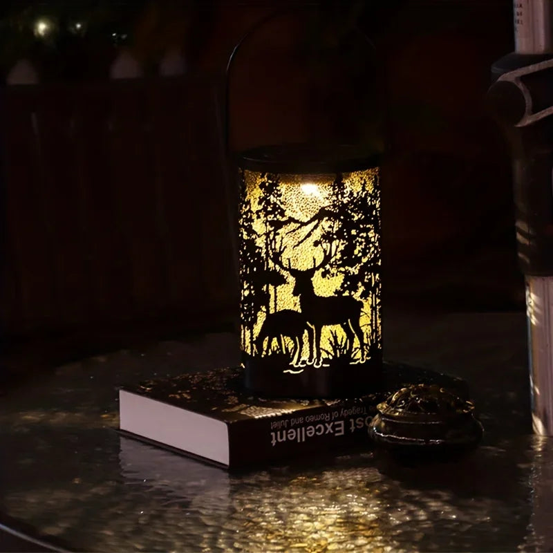 Solar Deer Garden Lantern with Forest Projection