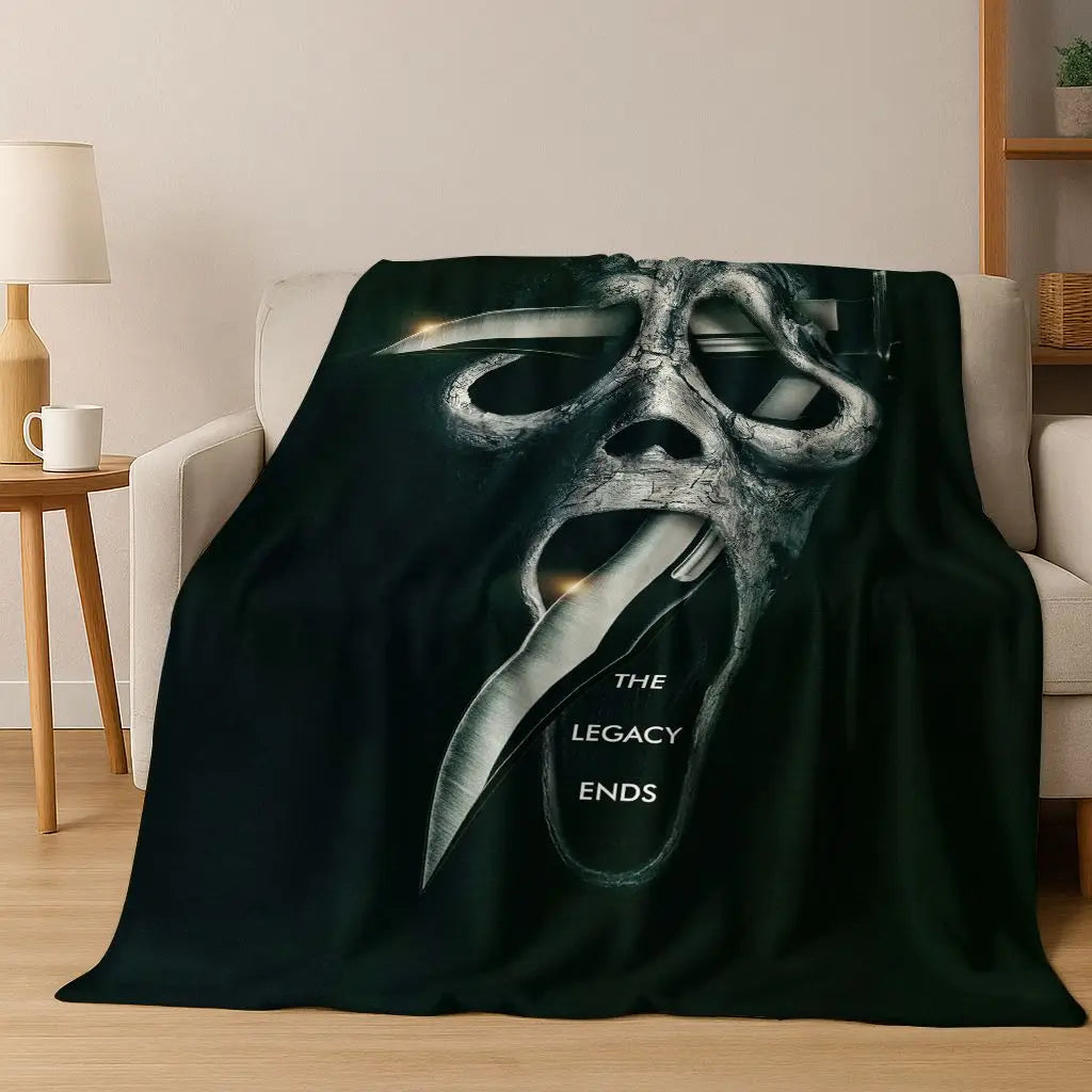 Ghost Face Horror Character Flannel Throw Blanket
