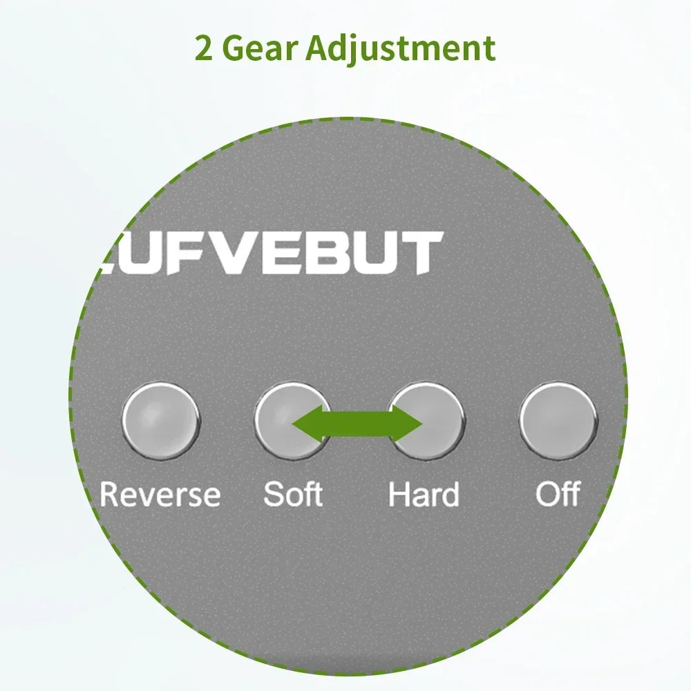 A control panel for a juicer featuring four buttons labeled Reverse, Soft, Hard, and Off.