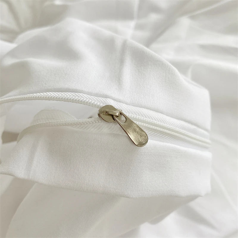 Beige Three-Dimensional Floral Duvet Cover Set