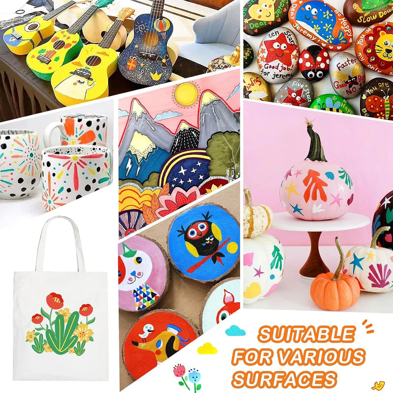 Dual-Tip Acrylic Paint Markers for Art & Crafts