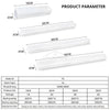 White rechargeable motion sensor LED night light with magnetic mount shown in various lengths and specifications