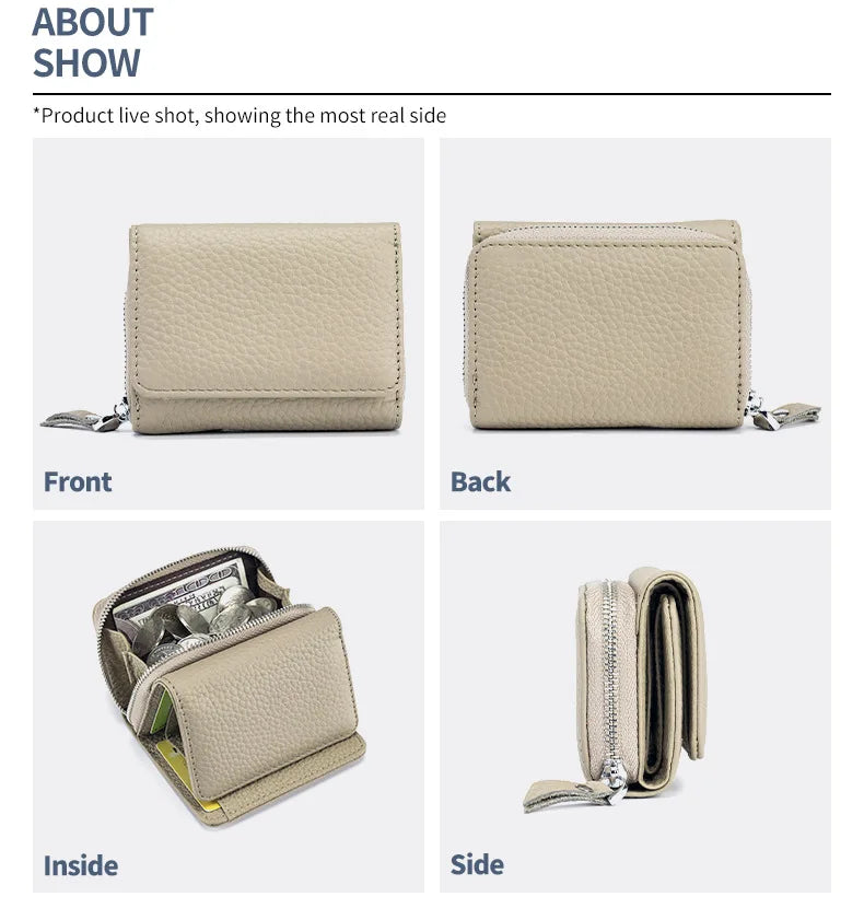 Genuine Leather Mini RFID Wallet for Women