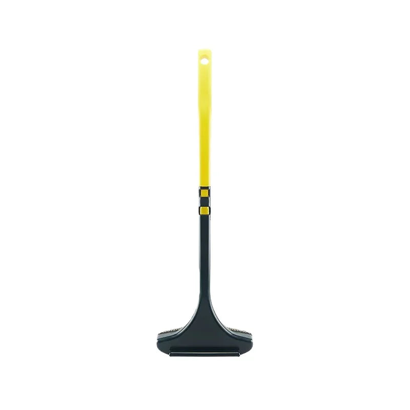 A yellow and black dual-use window screen and glass cleaning brush.