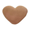 A heart-shaped plush throw pillow in a warm brown color.
