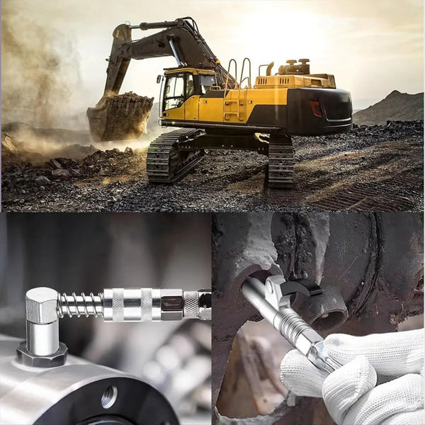 Grease Gun Coupler Kit with 90° Adapter and Needle Nozzles