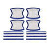 Set of car door handle scratch protection stickers in blue and silver.