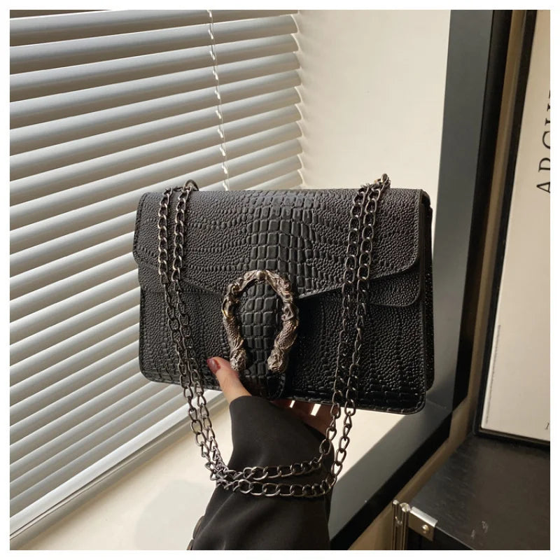 Retro Schlangenmuster Quadratische Crossbody-Tasche