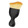 A black protective case holding a yellow soft-bristle cleaning brush.