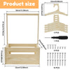 Wooden storage crate with a long handle and included screws for organizing baby items.