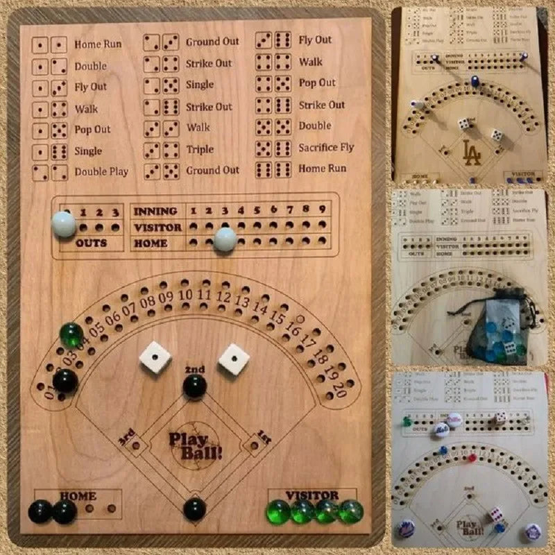 Wooden Baseball Dice Board Game