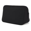 Black waterproof neoprene cosmetic bag with a zipper for travel makeup organization