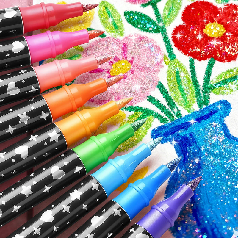 Dual-Tip Glitter Art Markers Set