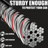 A coil of sturdy metal wire used for a universal car steering wheel lock and seatbelt anti-theft device.