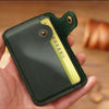 Vintage Leather Slim Card Holder with Snap Closure