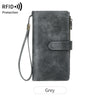 Vintage RFID-Blocking Long Wallet with Wristlet Strap