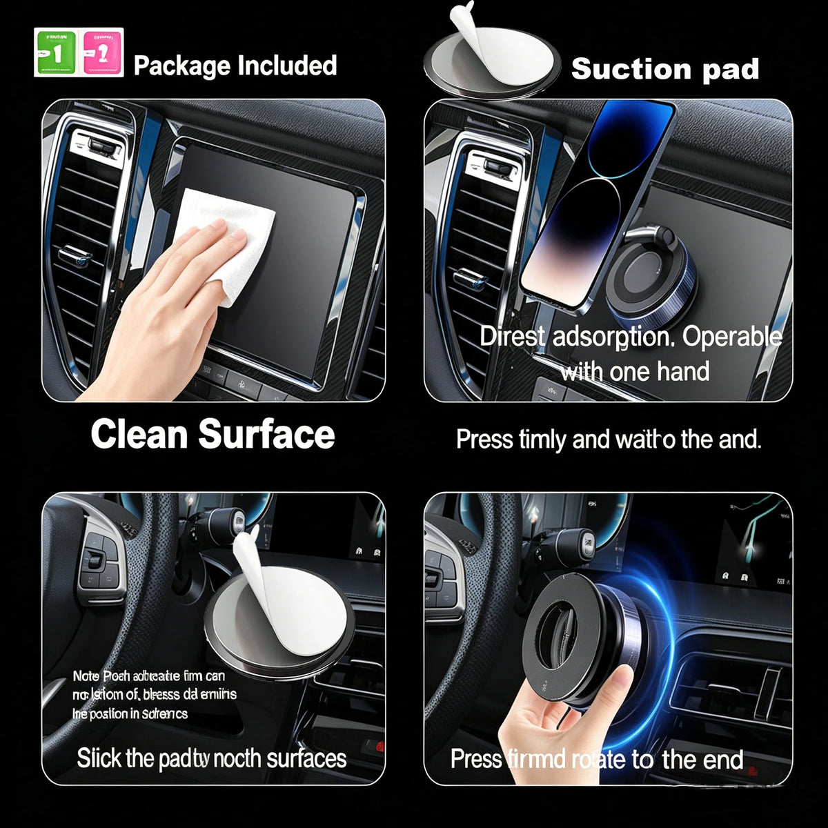 Foldable Magnetic Car Phone Mount with 360° Rotation