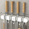 Wall-Mounted Mop and Broom Holder with Adhesive Mount