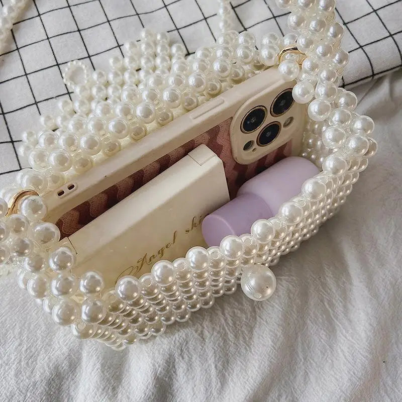 Pearl-Embellished Crossbody Clutch