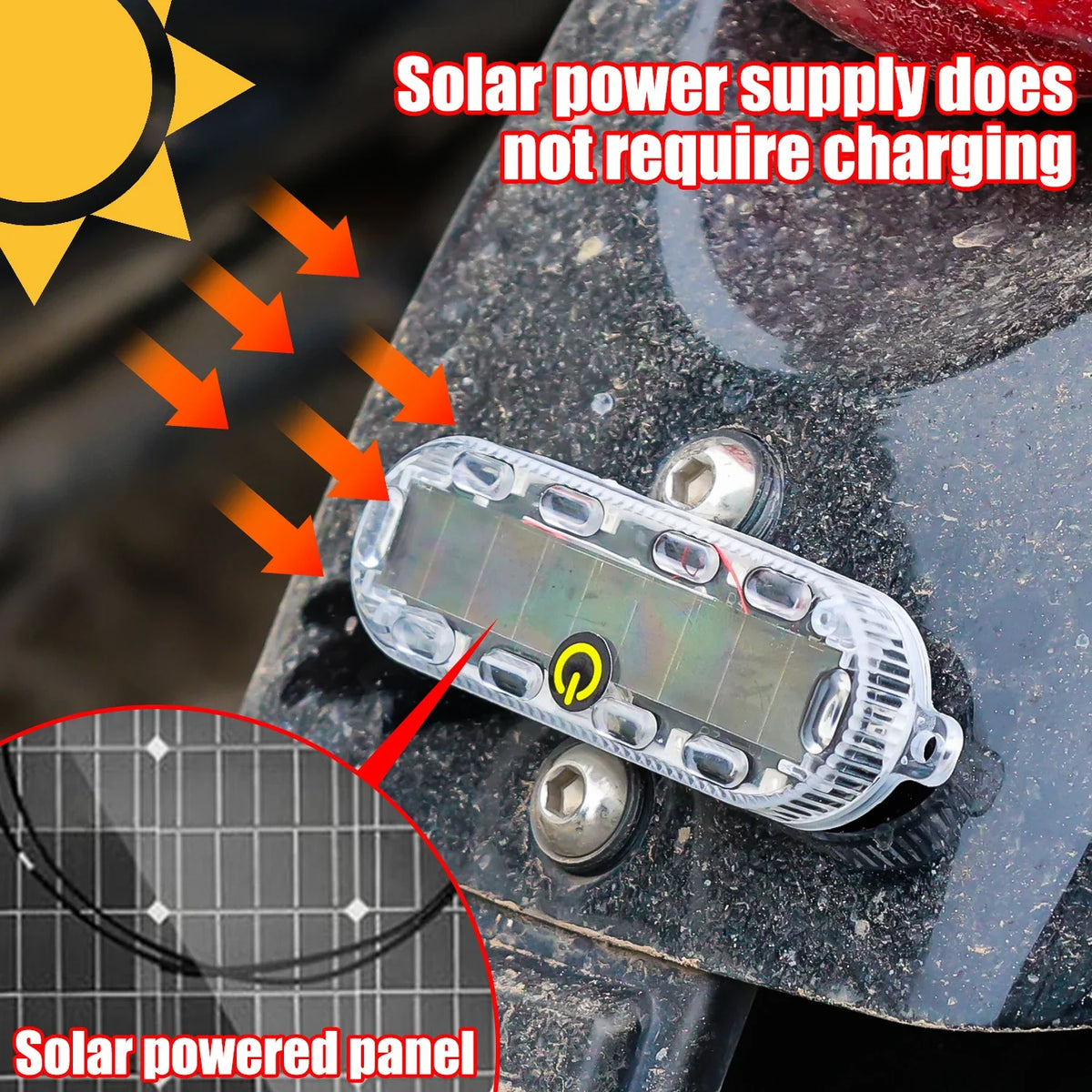 Solar Powered LED Anti-Collision Strobe Light for Vehicles