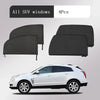 Four black mesh sun shade covers for SUV windows shown alongside a white SUV.