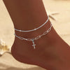 Dainty CZ Anklet with Layered Chain Design